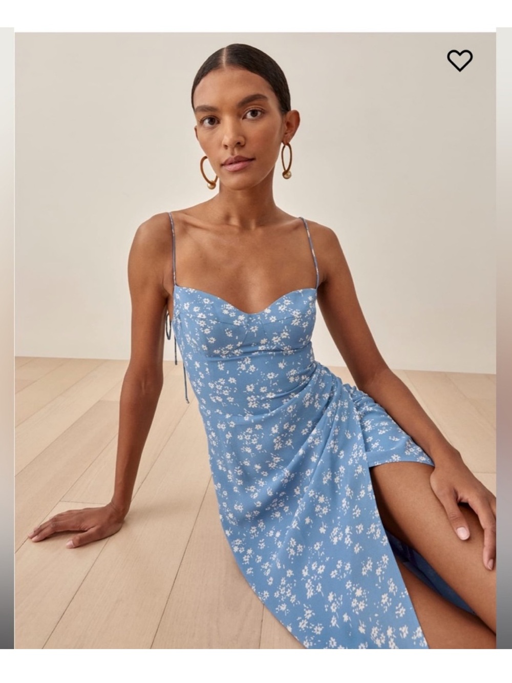 Reformation Blue Floral Midi Slip Dress